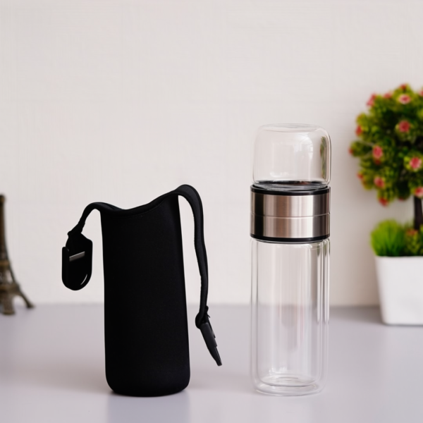 Borosilicate Glass Double Wall Tea Infuser Bottle Glass Tea Infuser Bottle Delhi
