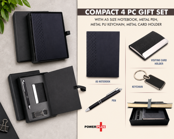 Compact 4 pc Black gift set employee welcome gift kit gurugram