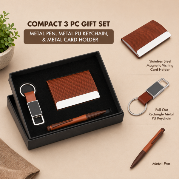 Compact 3 Pc Tan Gift Set employee welcome kit suppliers gurugram