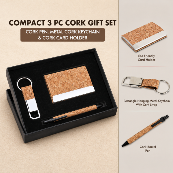 Compact 3 Pc Cork Gift Set employee welcome kit suppliers noida