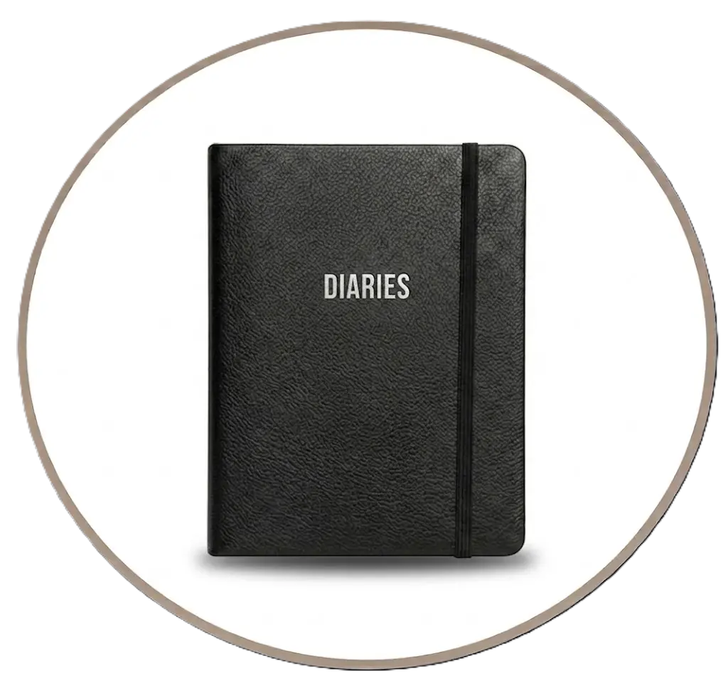 Custom leather executive diaries and notebooks for business