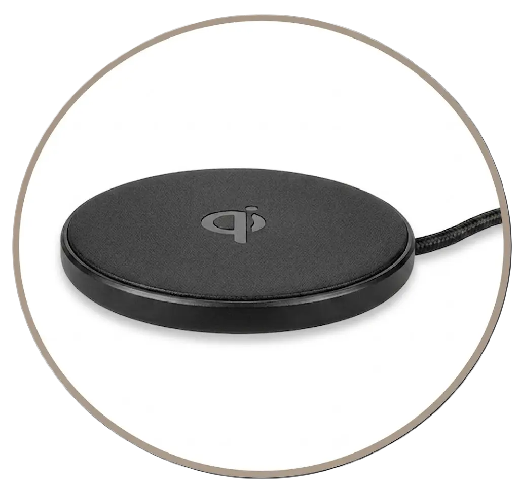 Desktop wireless charger pad with company logo print
