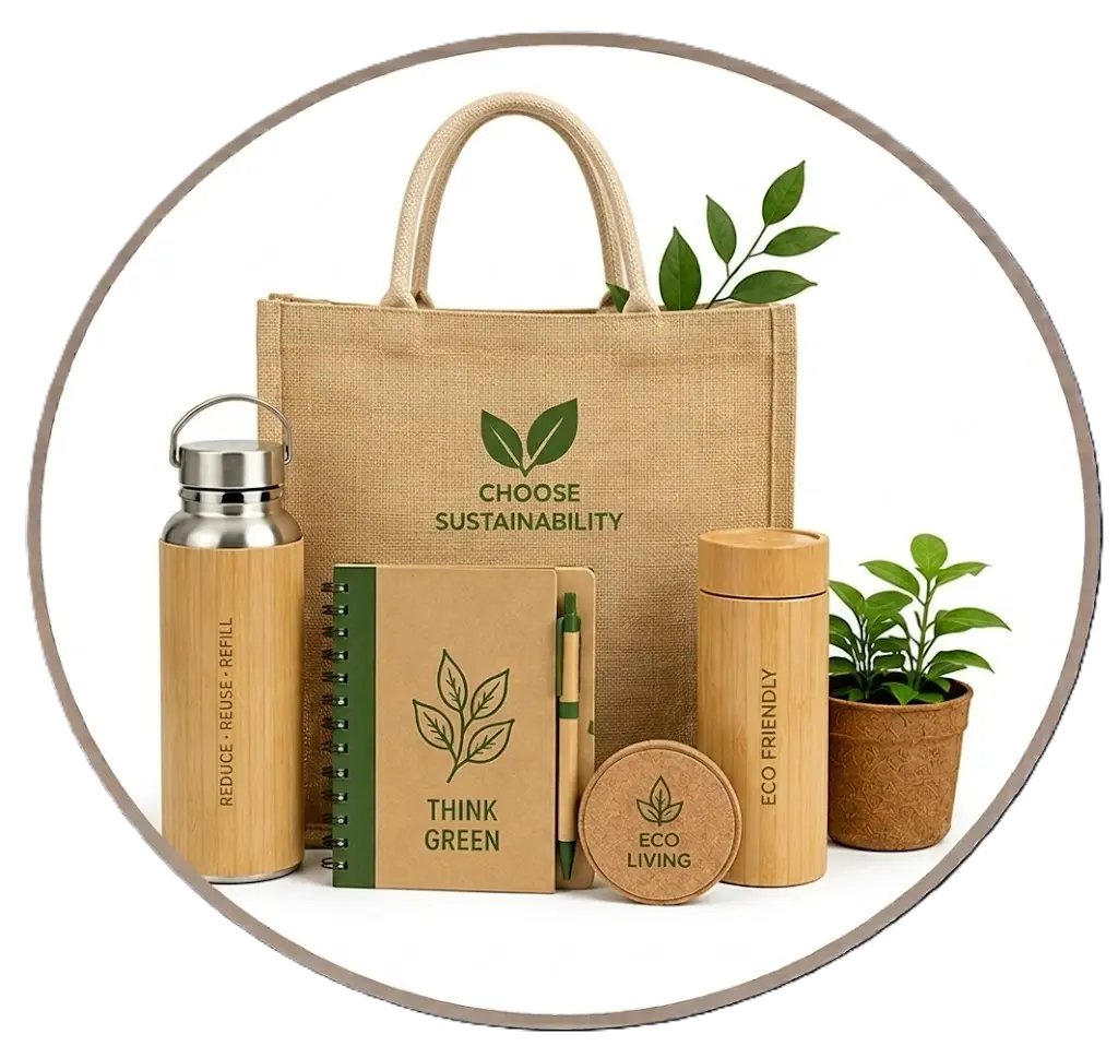 Sustainable bamboo and seed paper corporate gift sets